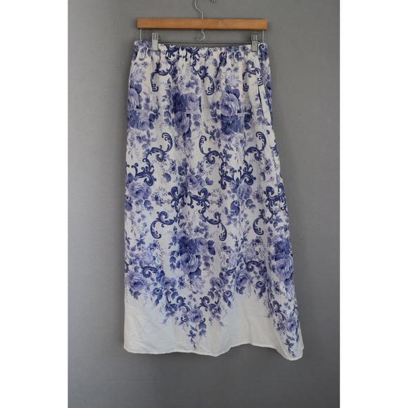 Joie Dresses & Skirts - Joie Floral Maxi Skirt Medium Blue White Boho Cottagecore Women's Linen Blend